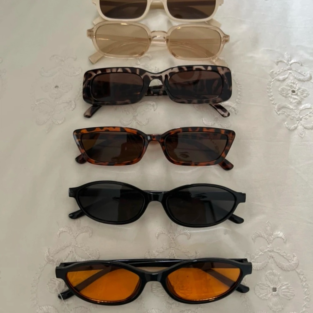 Assorted Vintage-Inspired Sunglasses Bundle - Black, Tortoiseshell, Amber, Clear